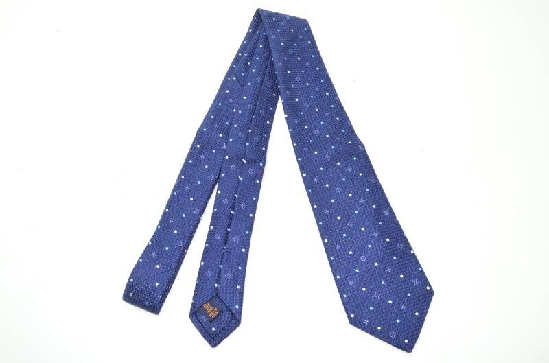 送料無料 ルイヴィトン LOUIS VUITTON ネクタイ モノグラム柄 シルク ネイビー
