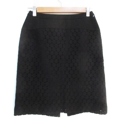 クミキョク 組曲 KUMIKYOKU タイトスカート ひざ丈 総柄 スリット 1 黒  