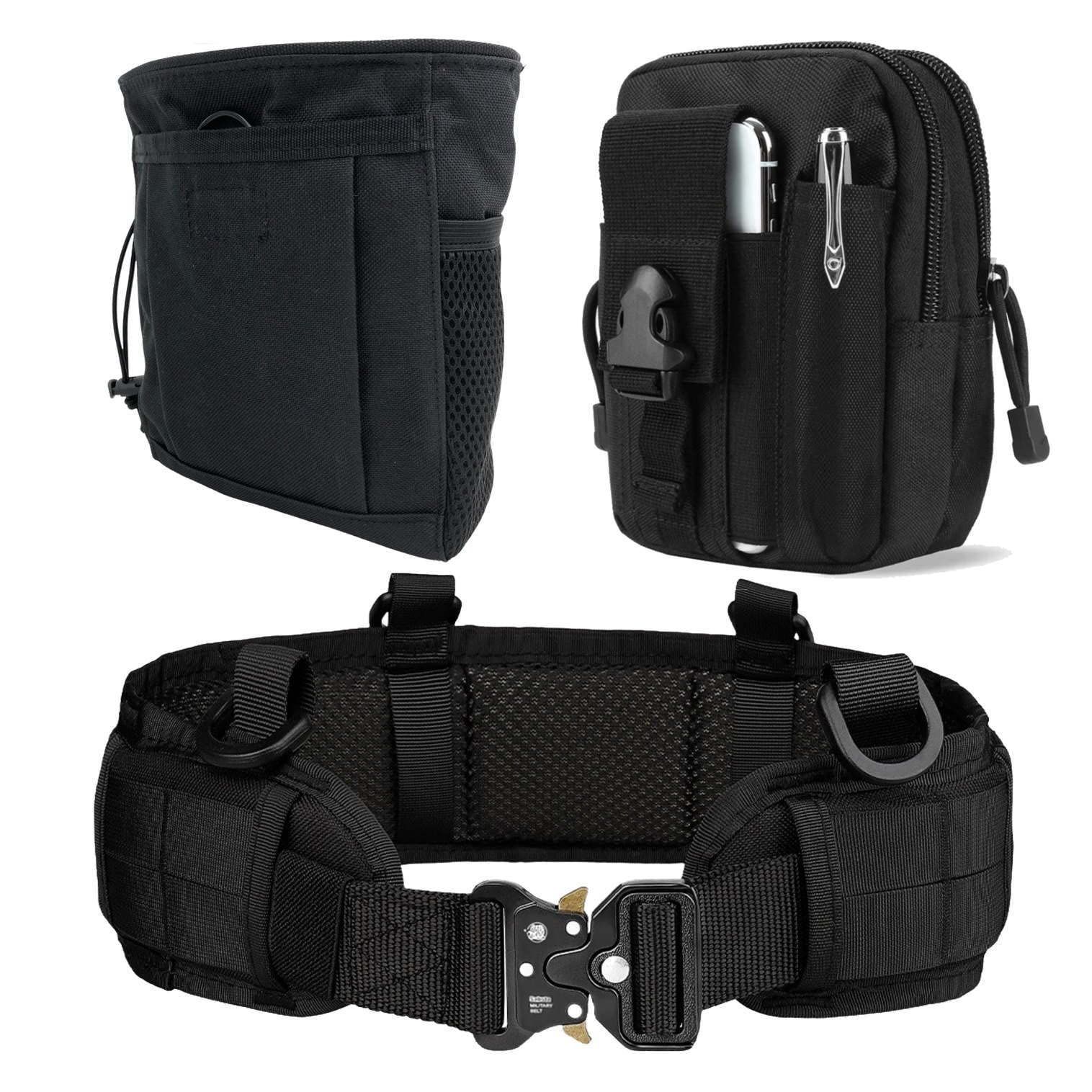 Color ブラック Sabsta タクティカルベルト ポーチ 4点セット サバゲー 腰回り必需品 MOLLE 装備 ブラック