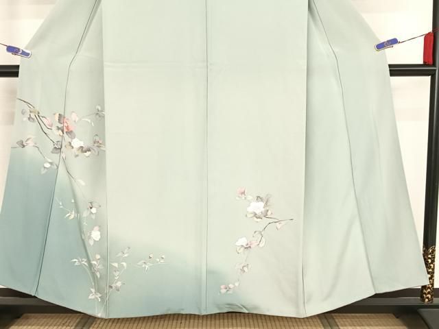 平和屋着物○訪問着 友禅 枝花文 暈し染め 正絹 逸品 AAAY1568np