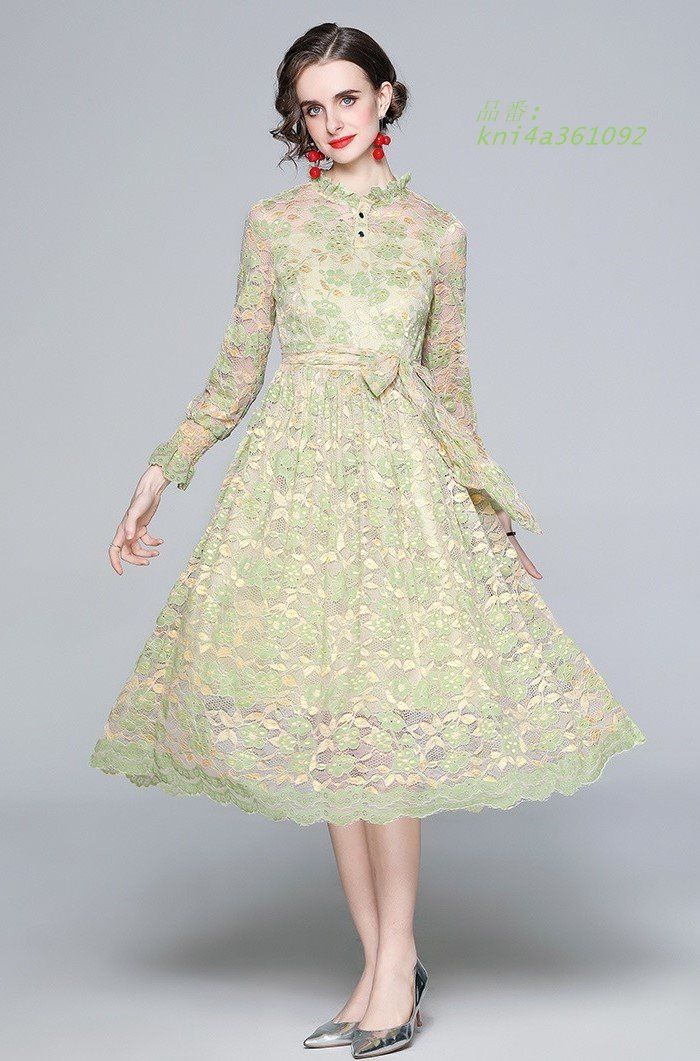 襟元フリル 長袖