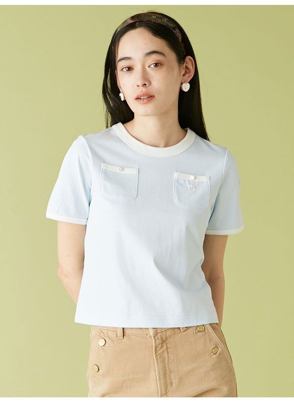 リリー ブラウン LILY BROWN トップス 25夏 【LILY BROWN×MARY QUANT】ポケットリンガーTシャツ 半袖 クロップド丈 マリクワ コラボ lwct254042 LILY BROWN×MARY QUANT】ポケットリンガーTシャツ(Tシャツ