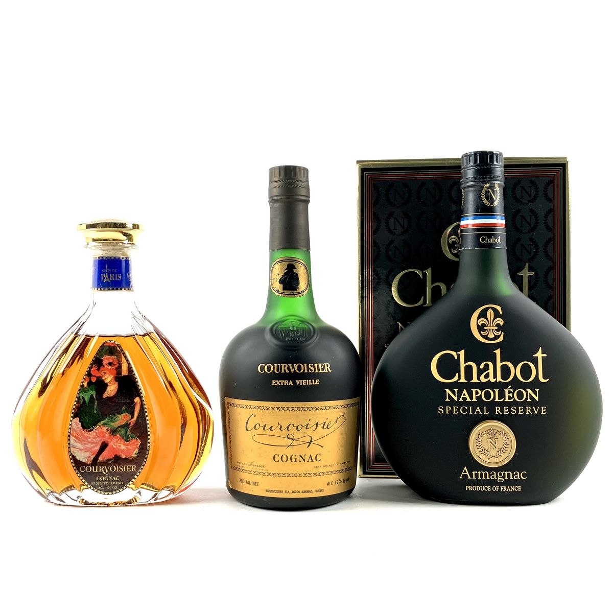 3本 COURVOISIER Chabot コニャック アルマニャック ブランデー セット