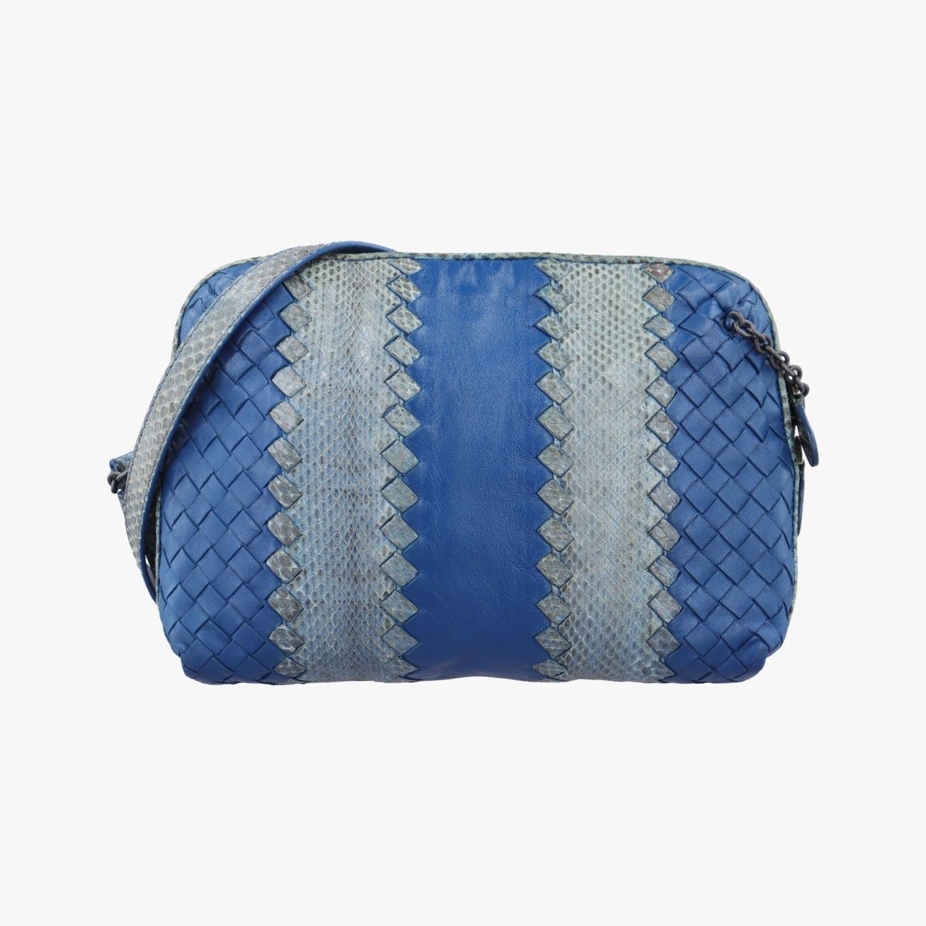 ボッテガヴェネタBottega Venetaイントレチャート ブルー レザー×ヘビー革 B02467383B
