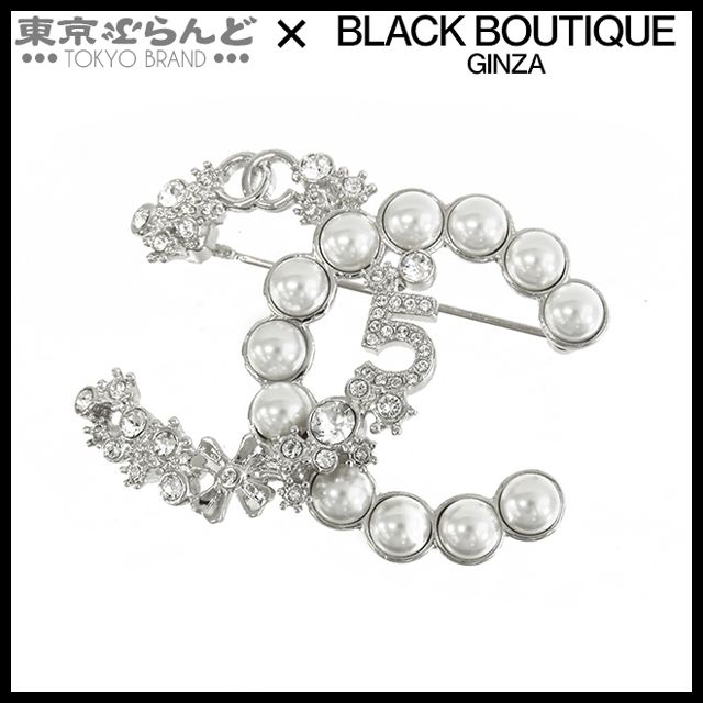 シャネル CHANEL ココマーク No5 ブローチ B23P シルバー メタル コスチュームパール ラインストーン 101789458