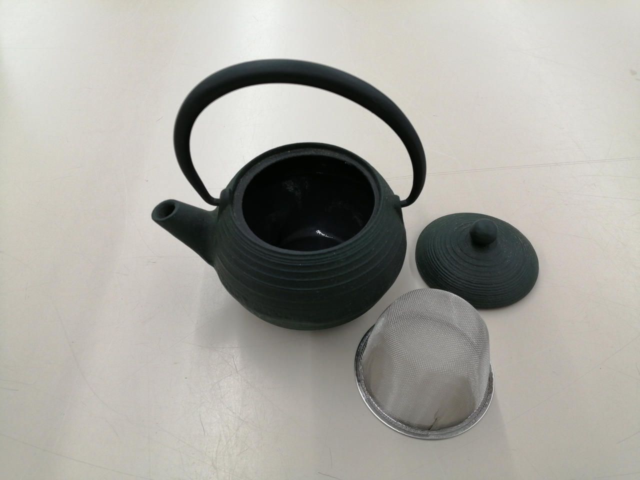 南部盛岡【南鐵堂】柚子肌笹竹文 筒形尾垂鉄瓶 栞付 銅提 湯沸 煎茶