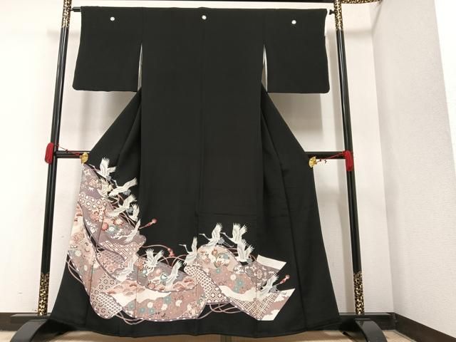 平和屋着物▽上質な小紋 単衣 紬地 辻が花 ロング丈 正絹 逸品