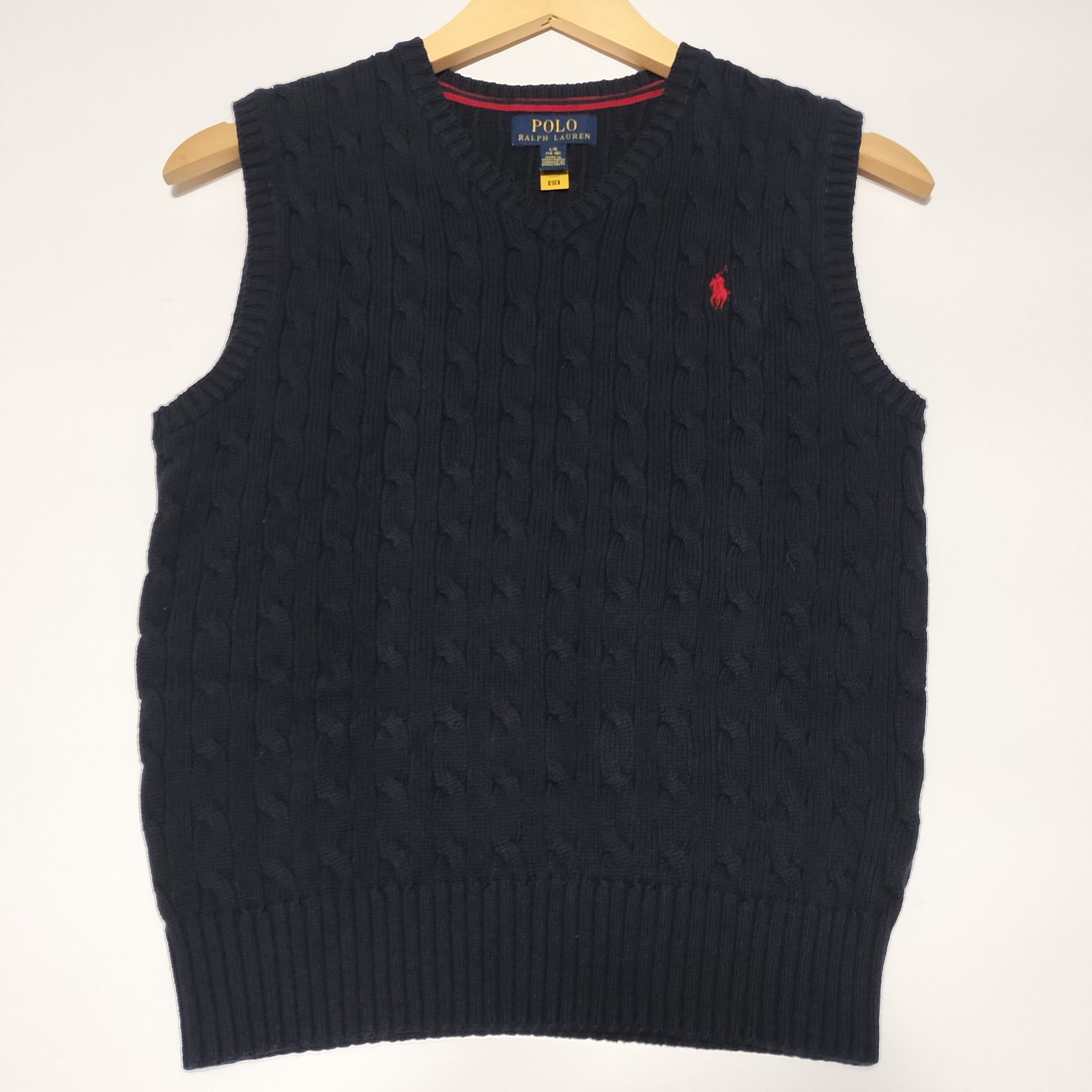 【新品未使用タグ付】ラルフローレン ケーブルニット ニットベスト S ポニー刺繍 美品】【現行】POLO RALPH LAUREN ケーブルニット ベスト QR