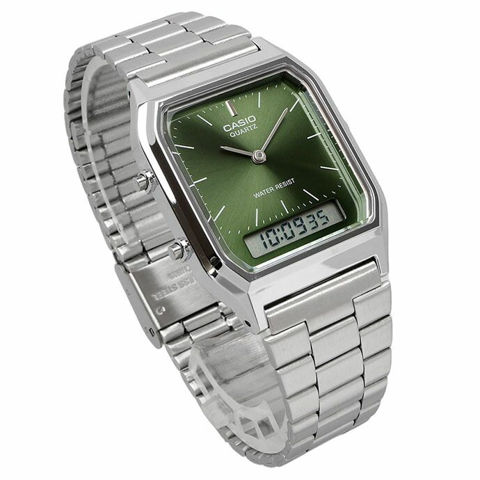 CASIO 腕時計 カシオ 時計 ウォッチ チープカシオ チプカシ アナデジ クオーツ ヴィンテージシリーズ ユニセックス デュアルタイム グリーン AQ-230A-3AMQY [並行輸入品]