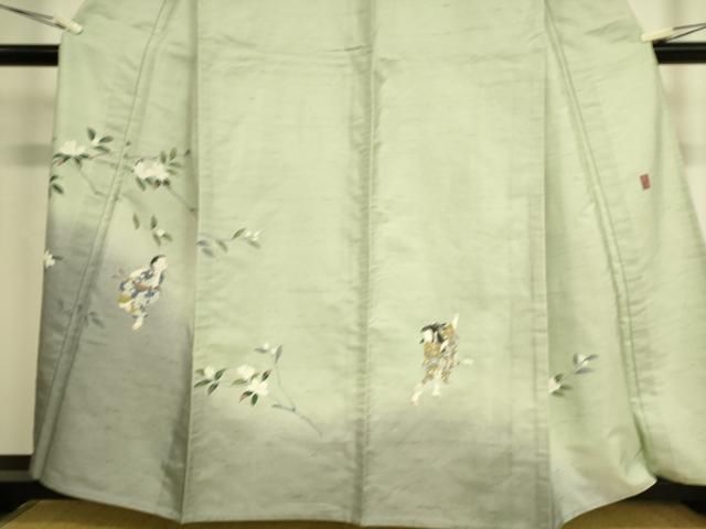 平和屋着物▽十日町友禅作家　越村幸雪　訪問着　単衣　紬地　童子遊び花文　正絹　逸品　DAAT9136az 平和屋着物▽十日町友禅作家 越村幸雪 訪問着 単衣 紬地 童子遊び花文
