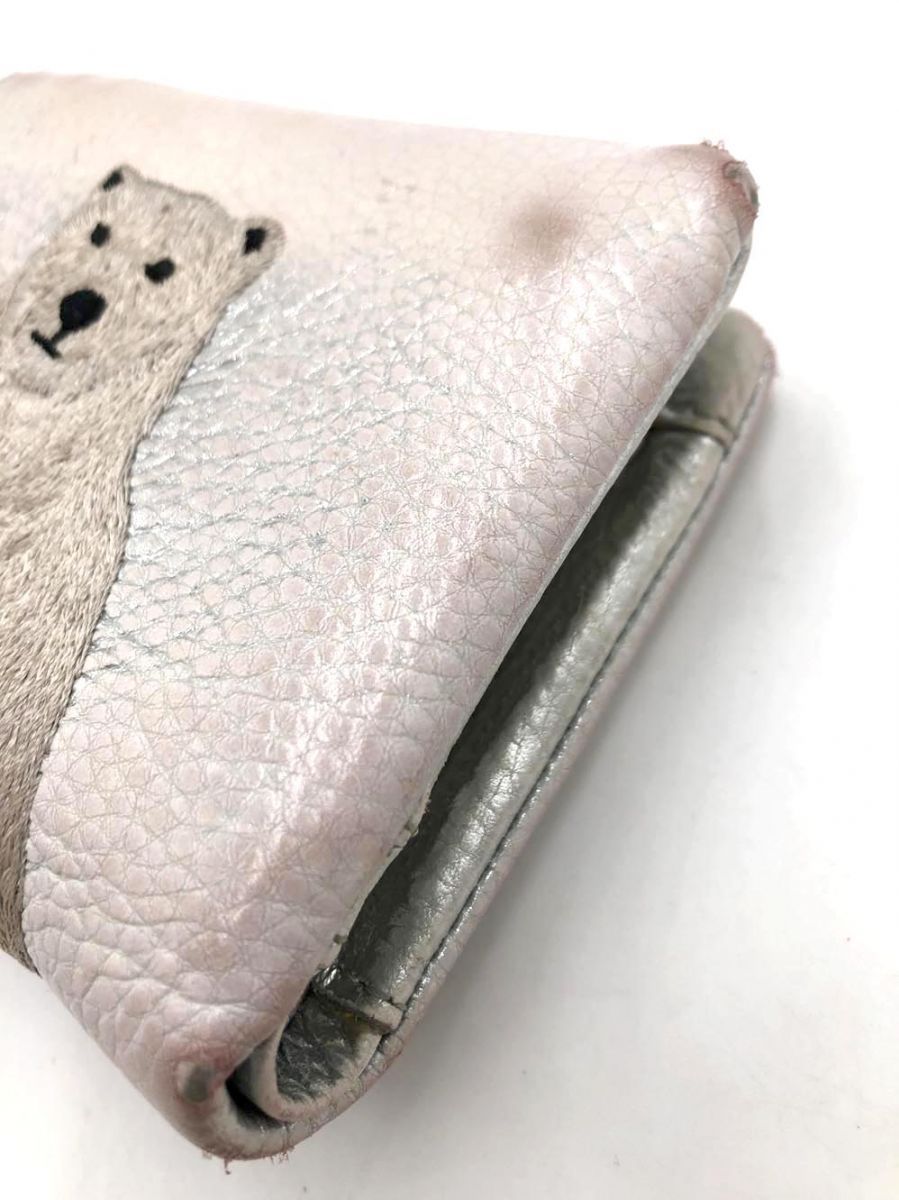 ear PAPILLONER イアパピヨネ シロクマ 二つ折り 財布/白x