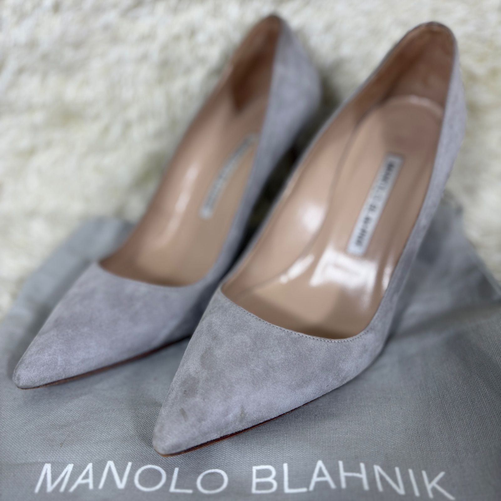 マノロブラニク パンプス ヒール スエード グレー ポインテッドトゥ ピンヒール EU35 Manolo Blahnik Pumps Suede Gray Pointed Toe Stiletto Heels
