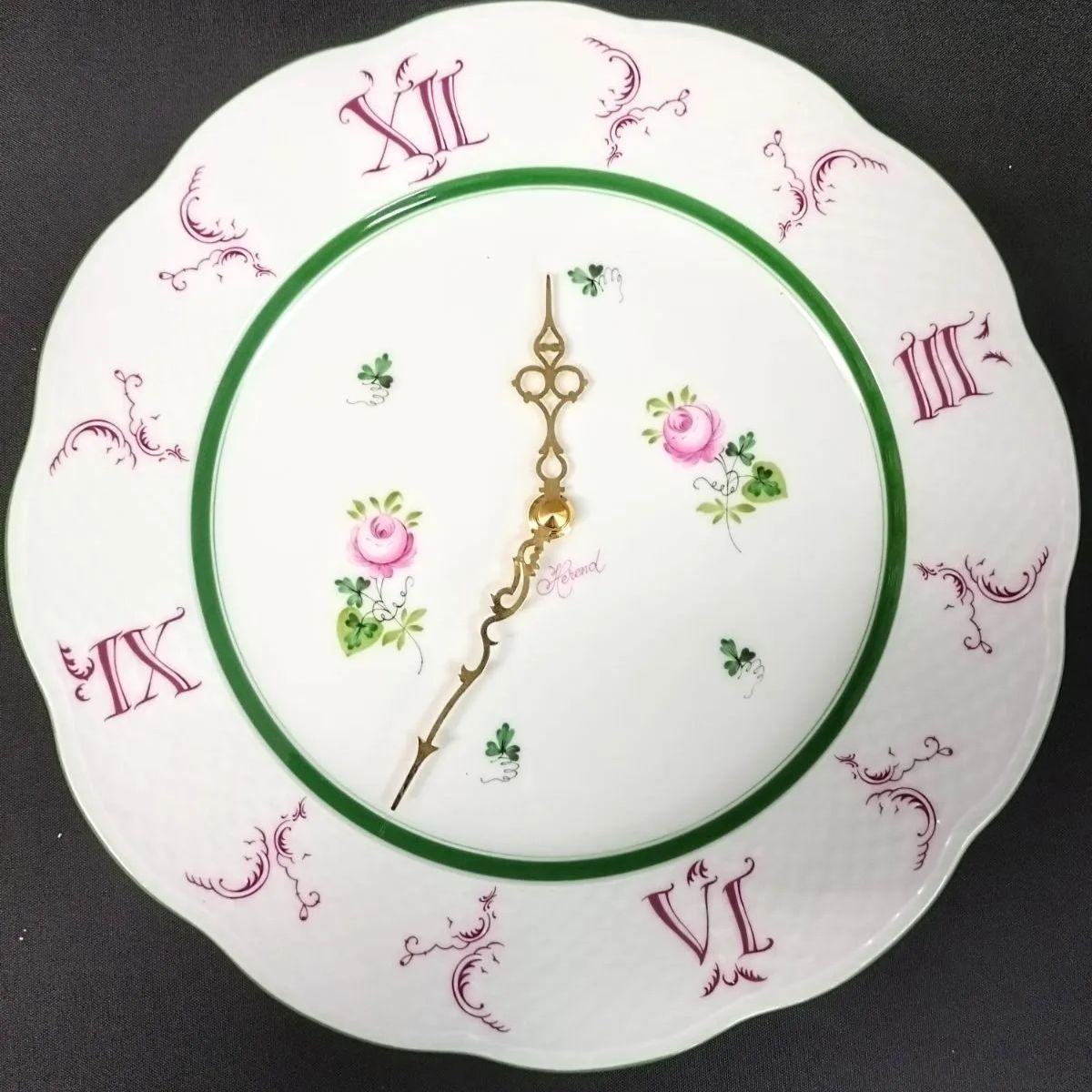 ジャンク品】ヘレンド ウィーンの薔薇 ウォールクロック 壁掛け時計