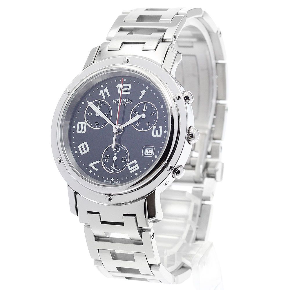 エルメス HERMES CL1.910 クリッパークロノ デイト クォーツ メンズ_