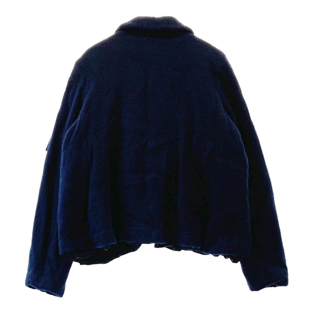 希少美品 コムデギャルソン リネンサテン切替ジャケット フリル ネイビー COMME des GARCONS コムデギャルソン NJ-J007 ジャケット リボン