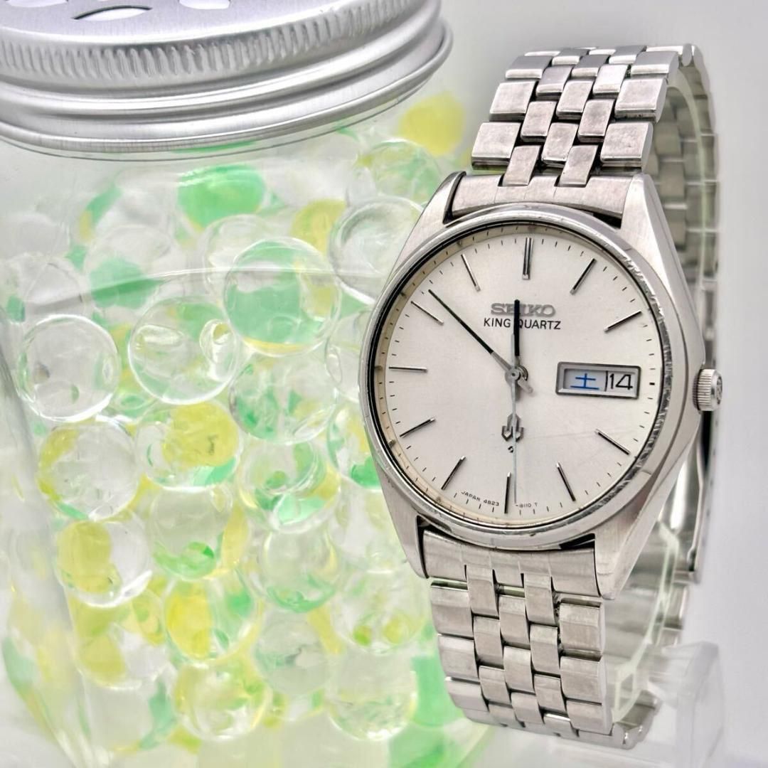 新品電池】 SEIKO キングクォーツ デイデイト シルバー メンズ 腕時計
