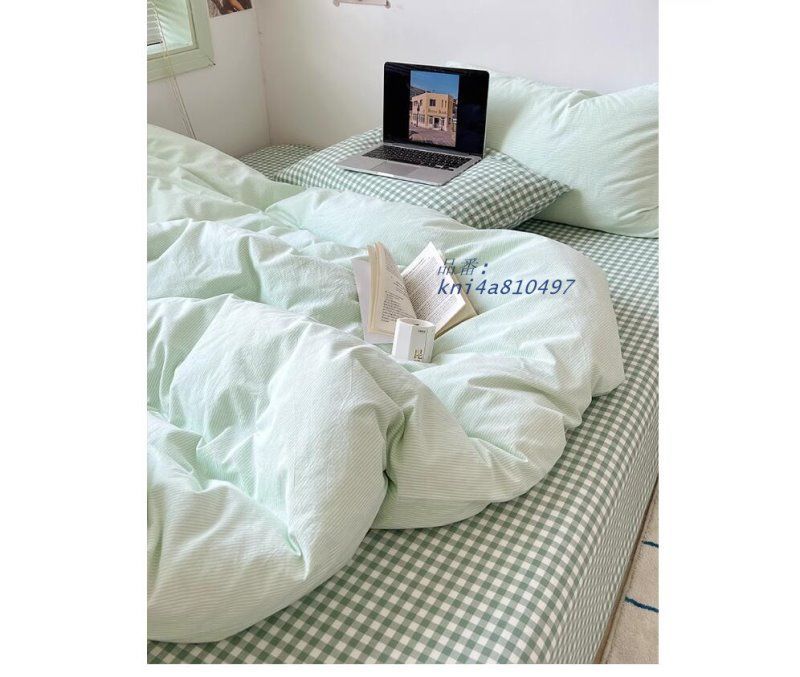 布団カバーセット グリーン ピンク ストライプ 寝具カバーセット 3点セット 布団カバーセット 4点セット チェック柄 綿 掛け布団カバー 敷きカバー kni4a810497