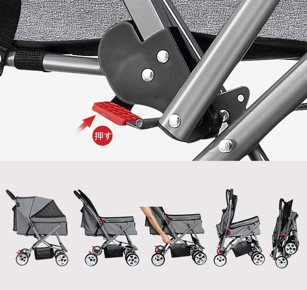 介護用 老犬 折りたたみ式 ペットバギー 多頭用 安全装置付き 中型犬 軽量 大型犬 多頭中小型犬 4輪カート 2匹 キャリーカート 犬用 犬用 猫用 ドッグカート ペットカート 散歩|外出便利 ball 耐荷重40KG Totoro グレー STEELWINDOWSANDDOORS_COM