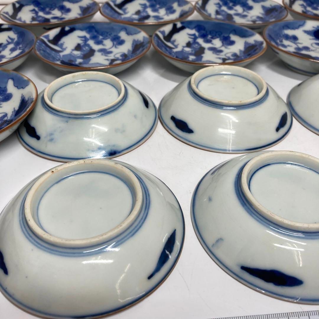 ・古伊万里　染付　人物画　小皿山19枚直径11.5 東K5-0805①タサコサ 古伊万里 染付 人物画 小皿山19枚直径11.5 東K5-0805①タサコサ