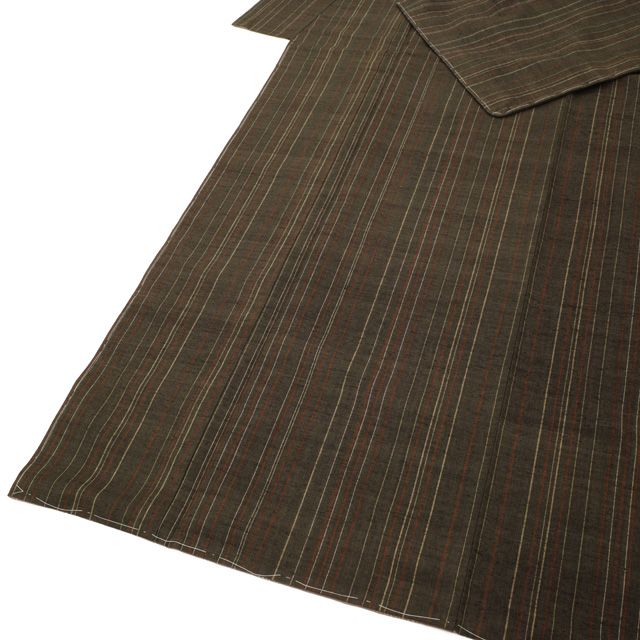 本場久米島紬　焦げ茶色 新古品】 本場久米島紬 着物 未使用 正絹 訳あり 正絹 紬 沖縄県