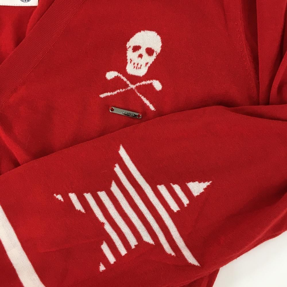 美品　MARK&LONA ウェア ☆特価☆【超美品】マークアンドロナ カーディガン レッド×白 裾