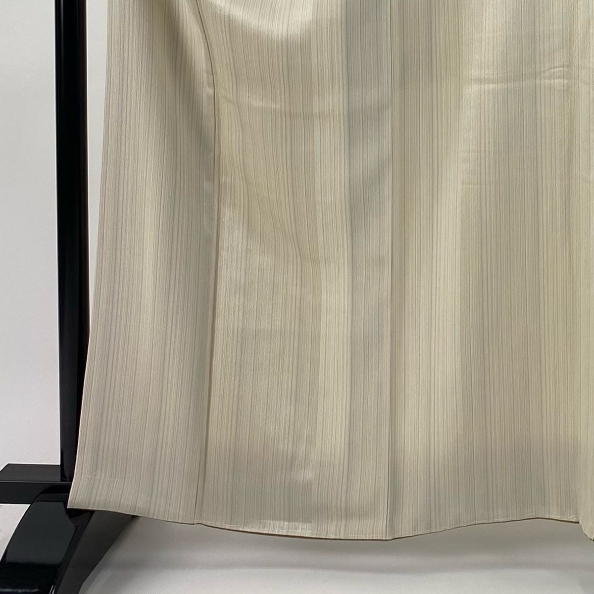 小紋 身丈164.5cm 裄丈66cm M 袷 袋帯セット 縞 ベージュ 正絹 秀品