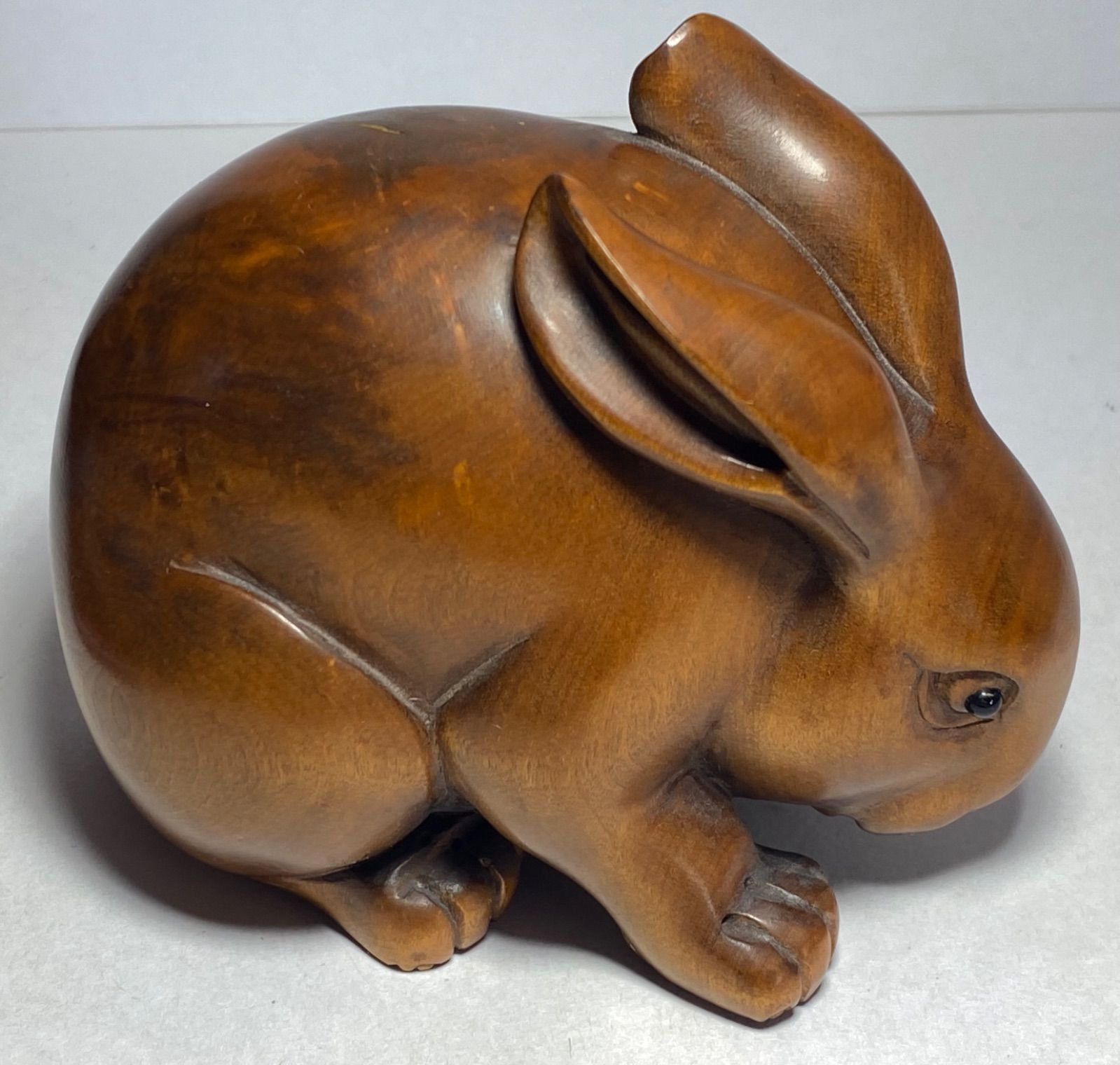 大型 ウサギ 置物 インテリア 柘植 彫刻品 木製