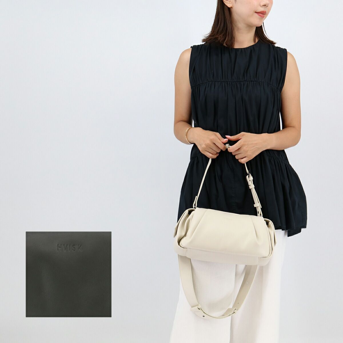 HVISK ショルダーバッグ ハンドバッグ 2way ELBIE □HVISK ヴィスク Elbie Soft Structure Shadow Grey Butter