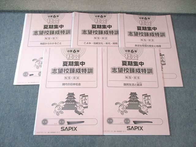 SAPIX 小6 サピックス 社会 夏期集中志望校錬成特訓(NSｰ01～05