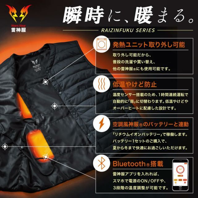 種類9 3 ネイビー 4L フルセット サンエス SUN-S 雷神服 bo32550 発熱ユニット RD9570 バッテリー RD9590PJ 軽量 防寒 インナーベスト ウェア セット