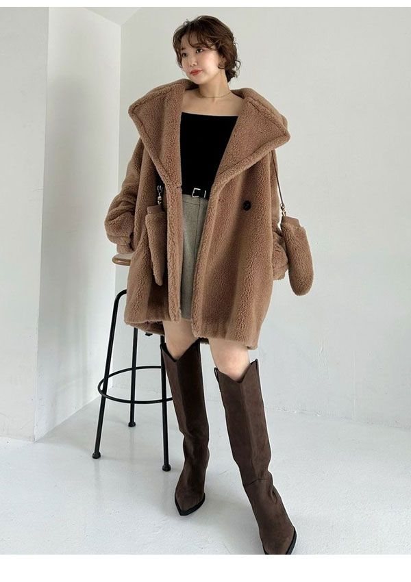 25秋冬 ECOPELボアミドルコート