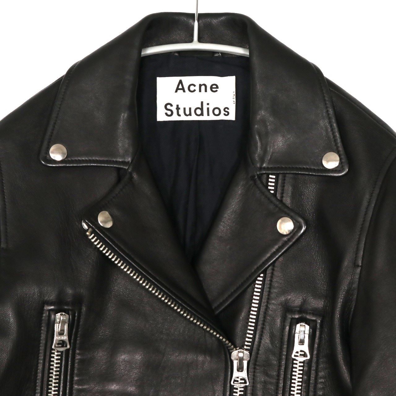 Acne Studios(アクネストゥディオス) レザーライダース ダブル モック 黒 - メルカリ