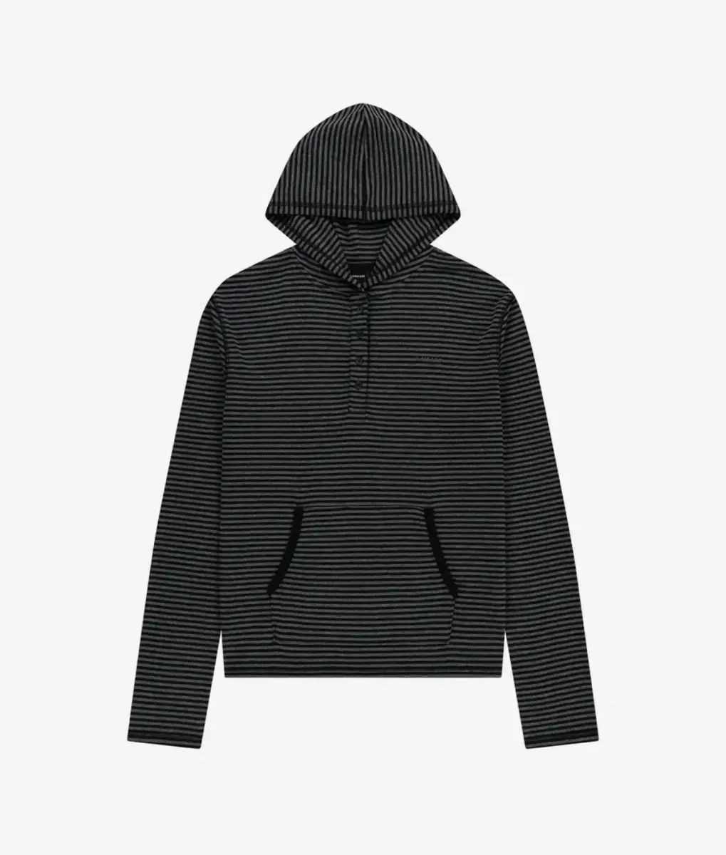 アーカム ストライプ ボタン フード Tシャツ 長袖 黒 1 サイズ