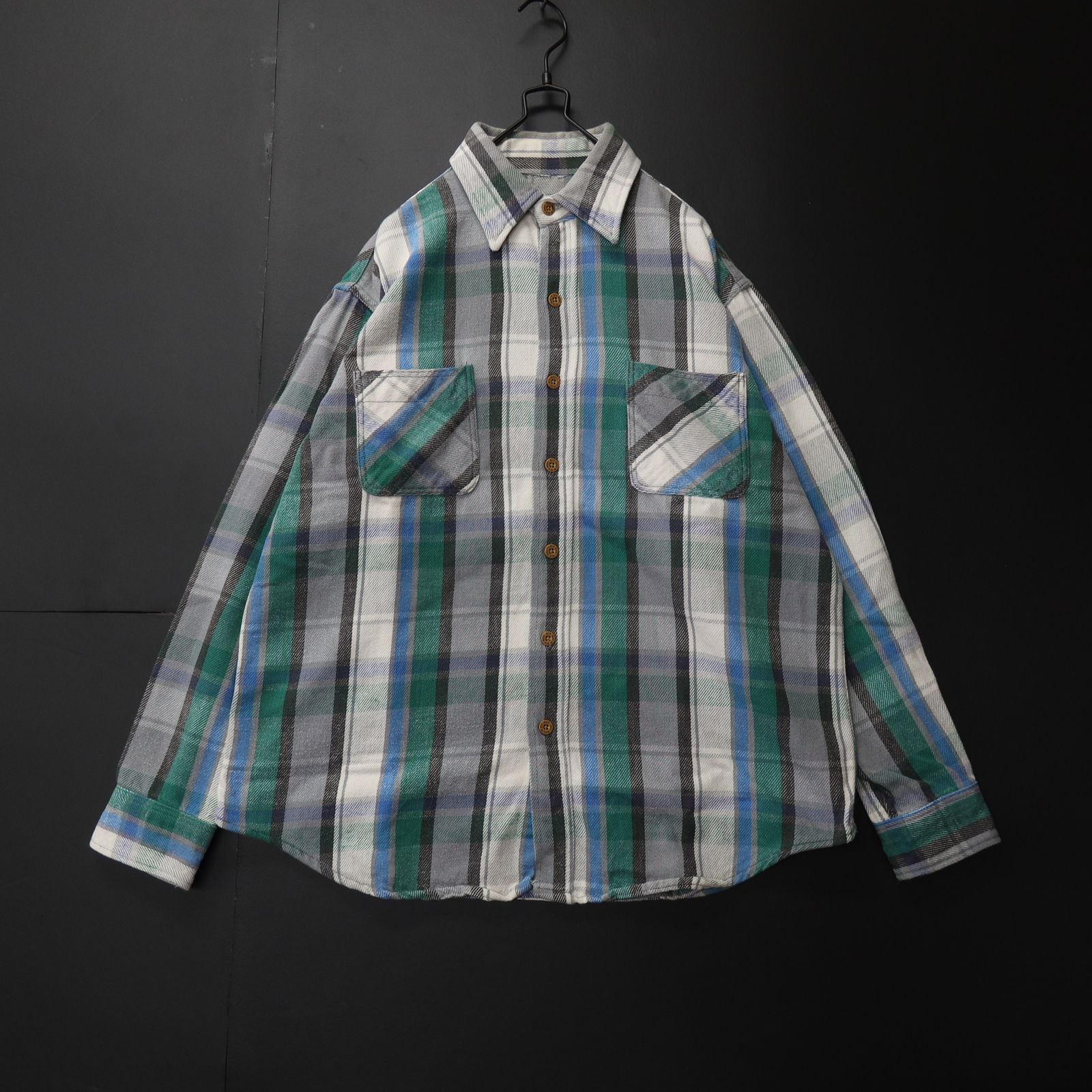 60s~ BIG MAC ビッグマック ネルシャツ 好配色 グリーン 単色タグ 60s~ BIG MAC ビッグマック ネルシャツ 好配色 グリーン 単色タグ 2025