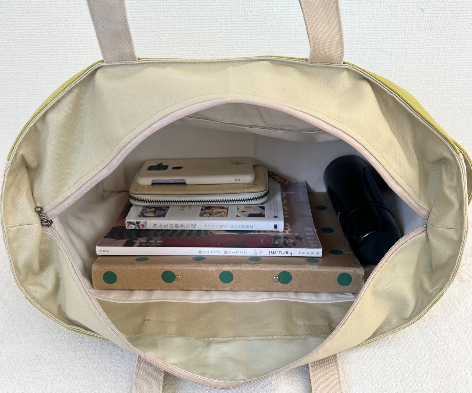 XXLサイズ】〈底板付き〉ヒワグリーン A3サイズ収納 8号倉敷帆布
