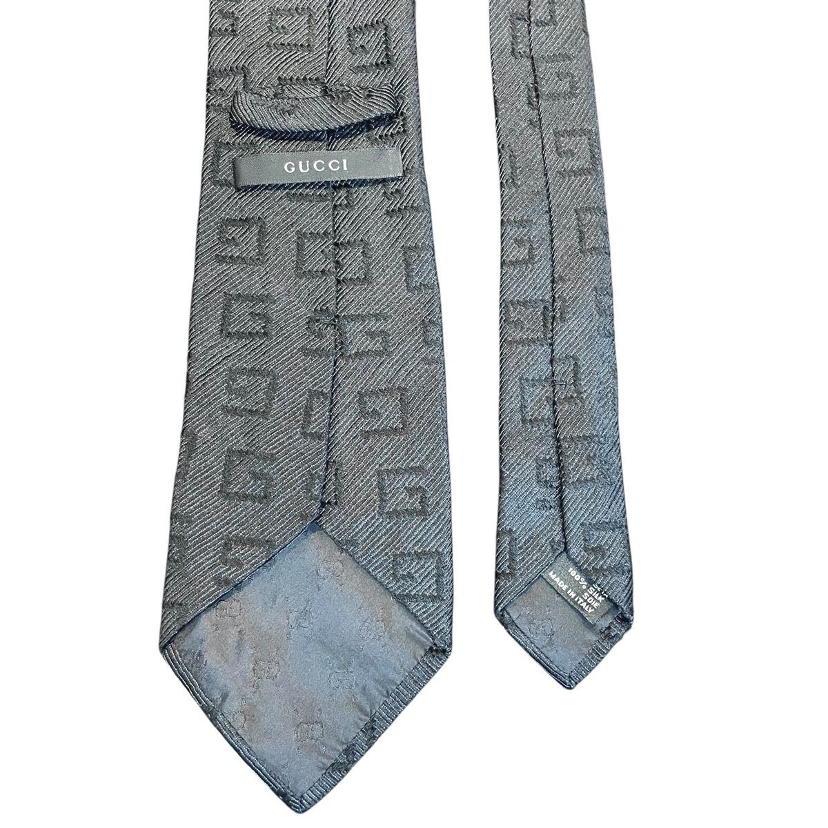 中古】 GUCCI グッチ スクエアG柄 ネクタイ 黒 9cm ブラック