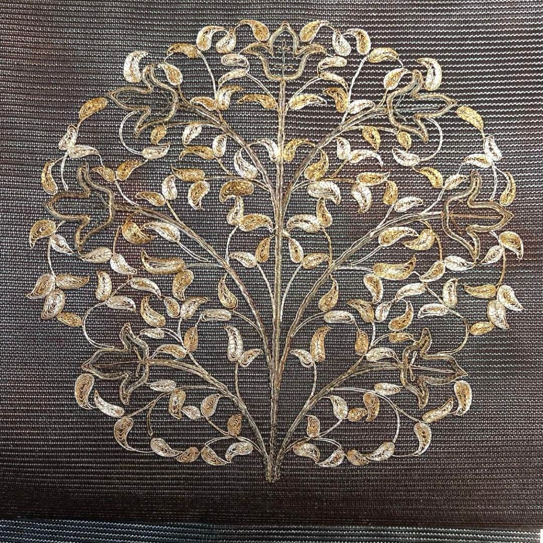 名古屋帯 夏用 絽 金駒刺繍 銀駒刺繍 唐花 グラデーション 着物