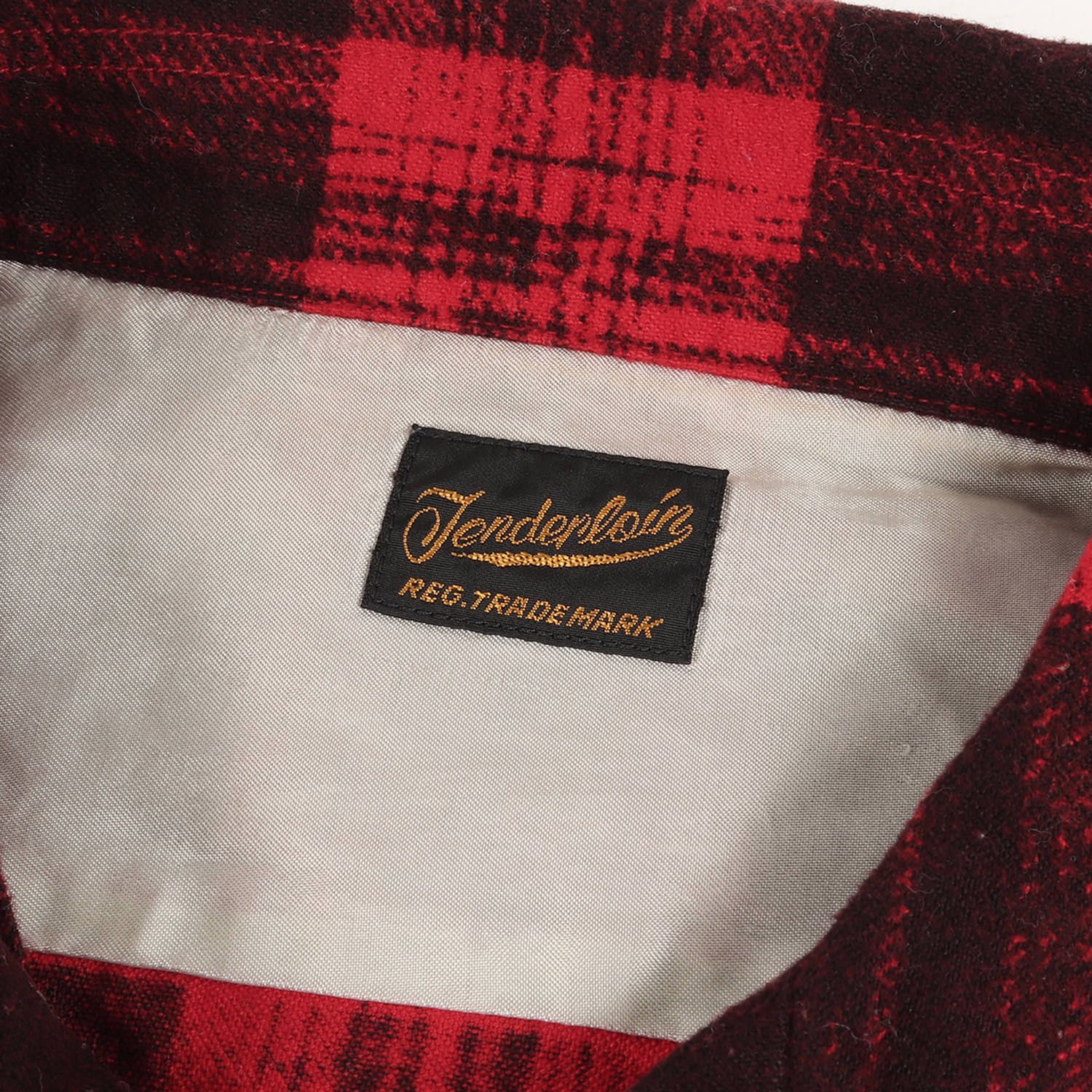 TENDERLOIN テンダーロイン シャツ サイズ:S 16AW プリントチェック オープンカラー フランネル 長袖 シャツ T-PRINT  FLANNEL CHECK SHT レッド トップス カジュアルシャツ