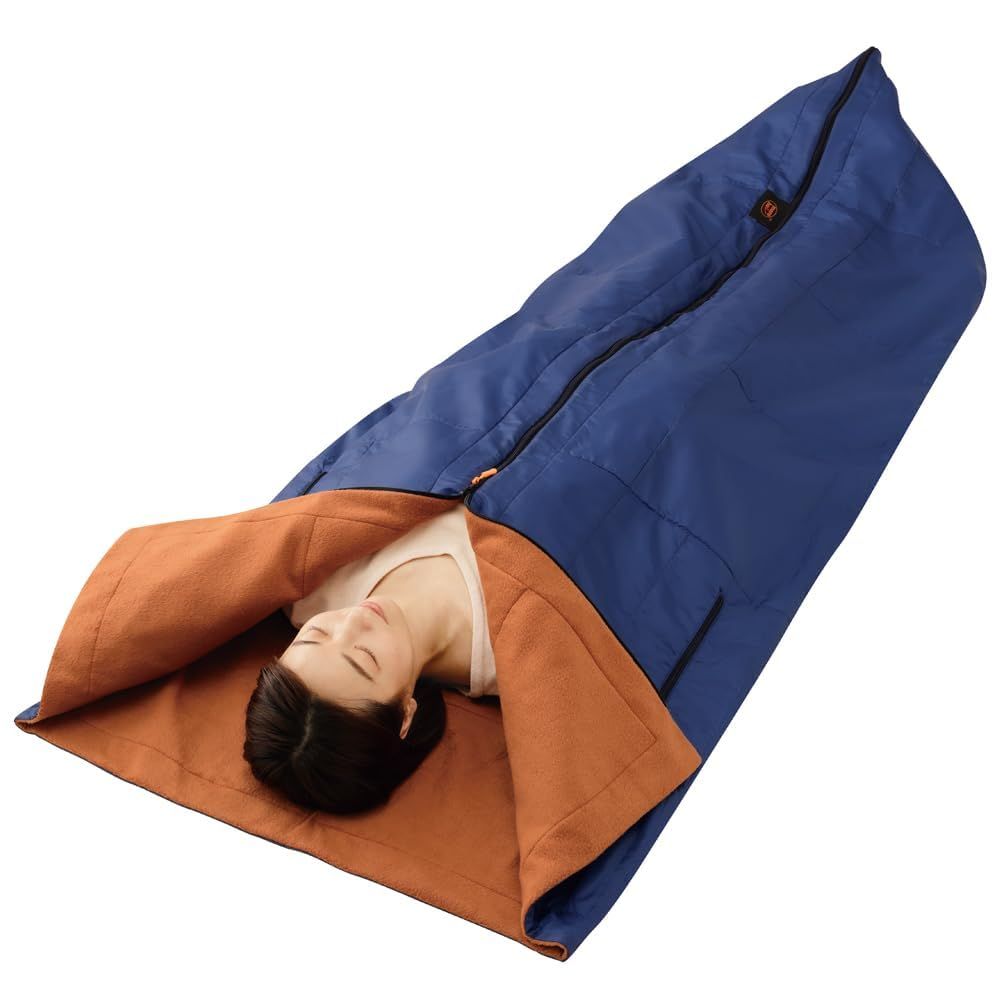 ねぶくろ シュラフ 防寒 持ち運び マット布団カバー 布団 暖かい寝袋 上掛け アウトドア 保温 コンパクト 寝袋 冬用 封筒型 着る毛布 あったか毛布 m.D.P. 暖かい 防災グッズ 防災ﾆﾓﾅﾙ 多機能シュラフネイビー