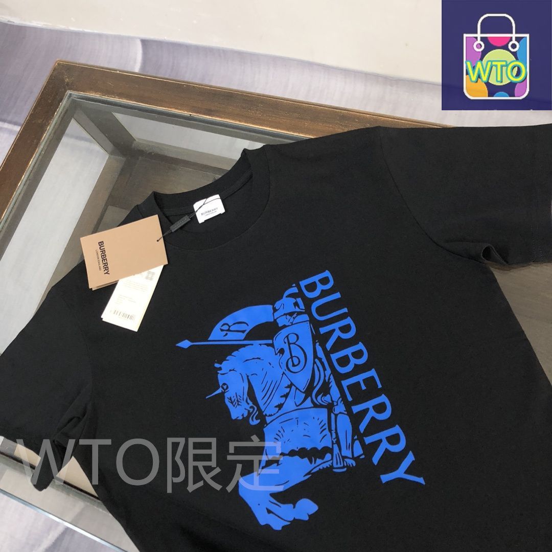 ☆Burberry☆ 『馬上の騎士』刺繍クルーネックコットンTシャツ♪ 本日限定特価】Burberry 戦馬騎士プリント クルーネックTシャツ