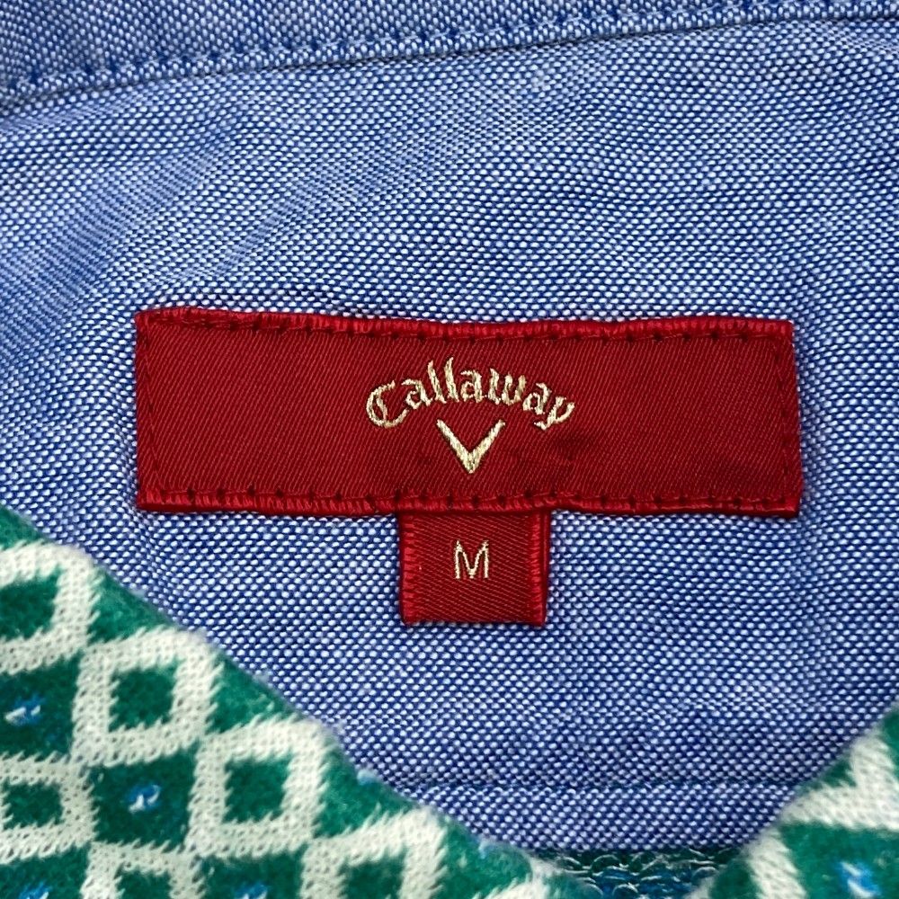 サイズ：M CALLAWAY キャロウェイ レッドレーベル 半袖ポロシャツ 総柄 グリーン系 [240101458458] ゴルフウェア メンズ ストスト サイズ：M CALLAWAY キャロウェイ レッドレーベル 半袖