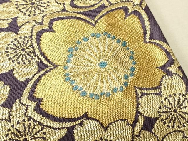平和屋着物▽六通柄袋帯 唐織 舞桜間道 金糸 正絹 逸品 CAAQ3577ak  