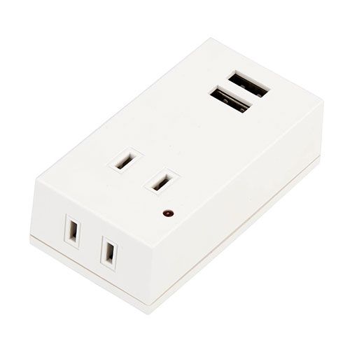 20個セット YAZAWA 雷ガード付フロントタップ型2AC 2USB2.1A ホワイト Y02FSK400WH2UX20