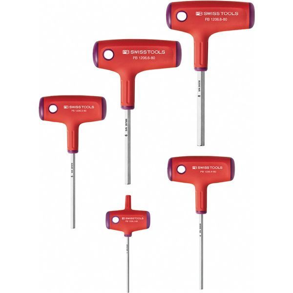 PB SWISS TOOLS ピービースイスツールズ 5本組クロスハンドル六角棒ドライバーセット L型 3 4 5 6 8mm 1555