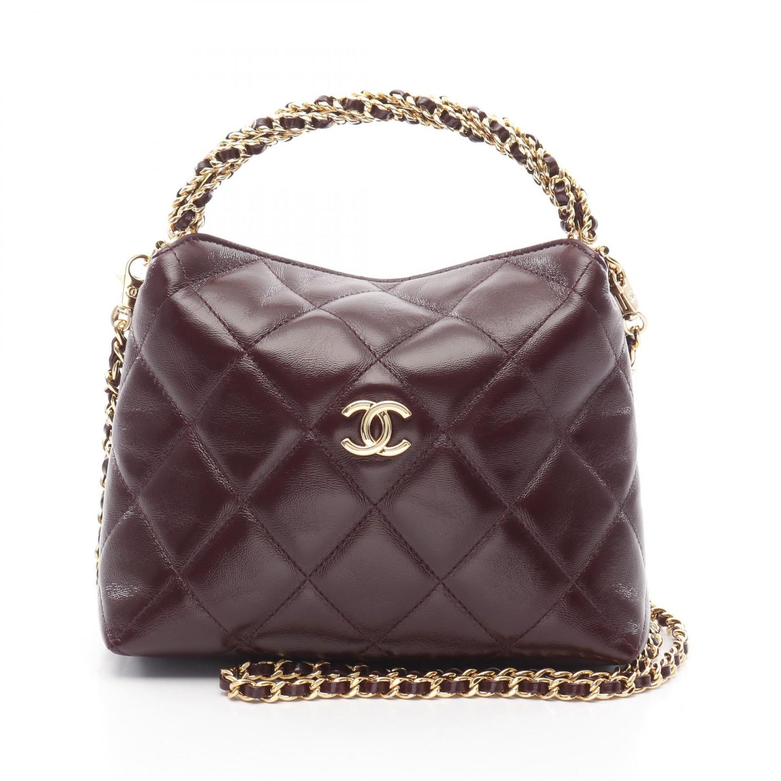 シャネル マトラッセ レザー ハンドバッグ シャネル CHANEL ハンドバッグ マトラッセ バーガンディ レザー