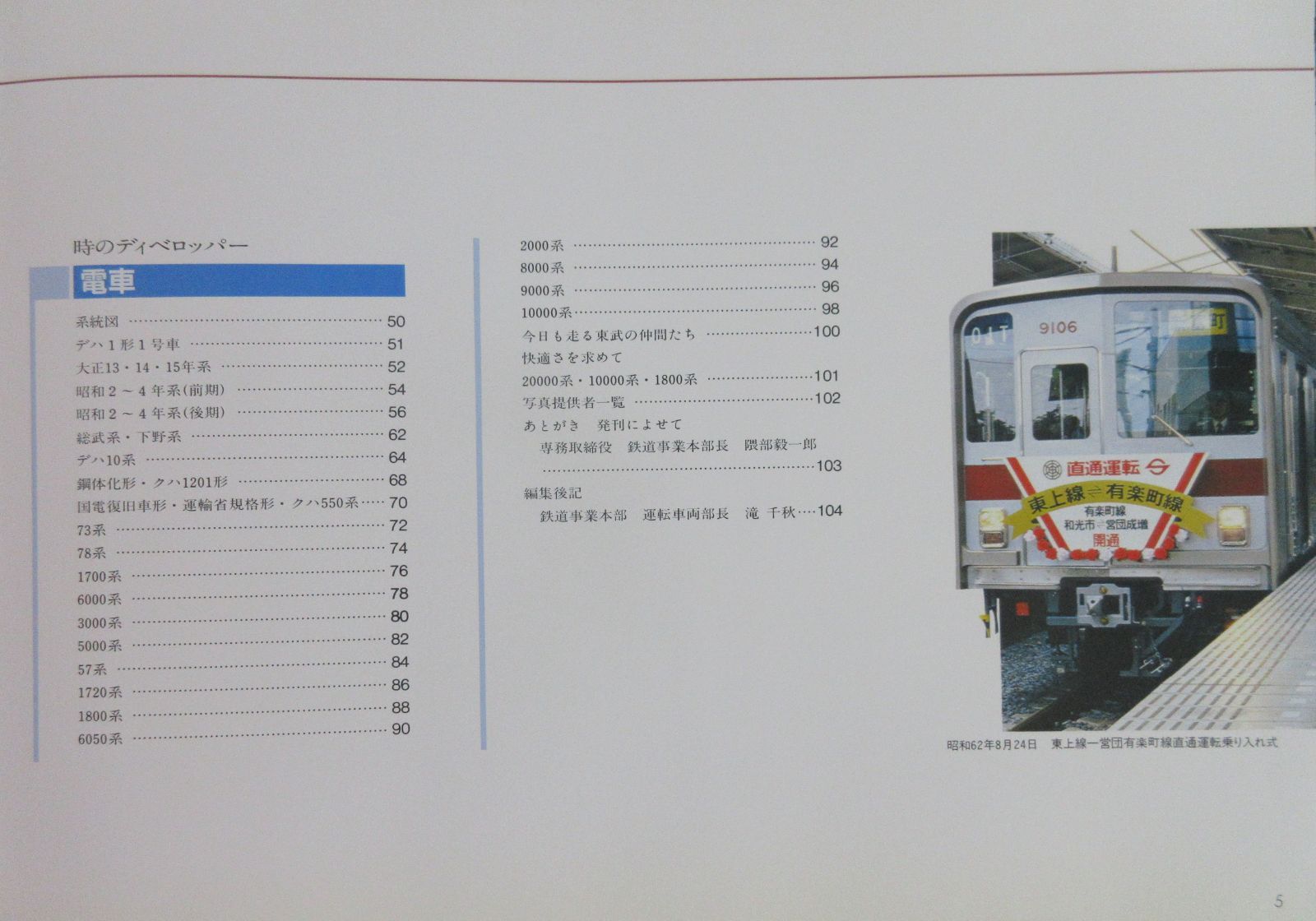 東武の鉄道車両　90年の歩み　写真集