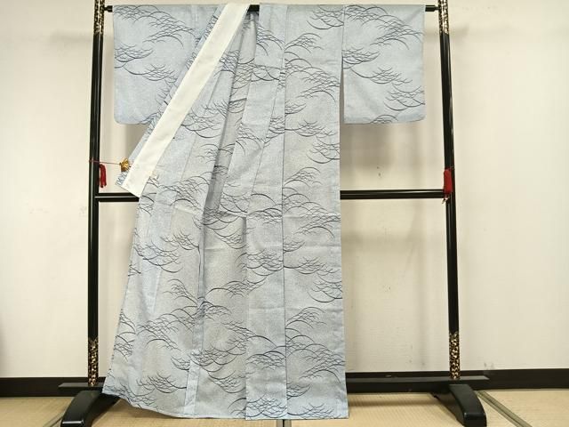 小紋 ドット 水玉 流線 よろけ縦縞 グリーン 着物 075a d 柄別