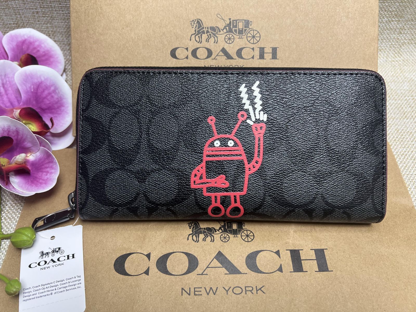 コーチ財布 COACH長財布 F87105 ロボット コーチxキースへリング - 長財布