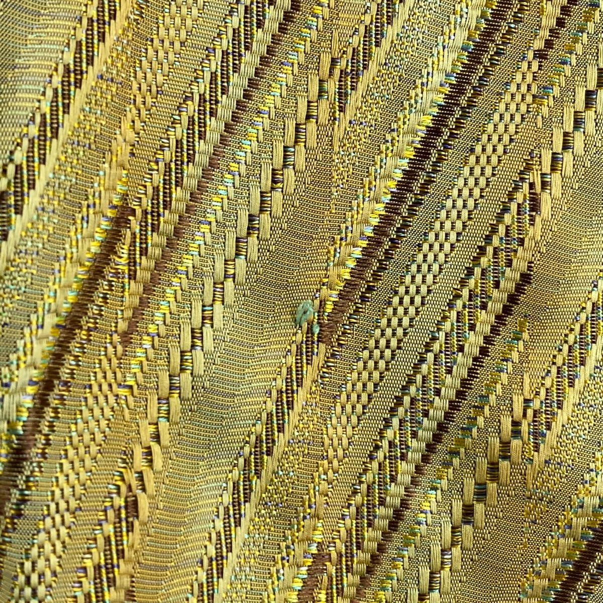 道中着 身丈97.5cm 裄丈69cm L 和装コート 斜縞 山吹茶色 正絹 美品  