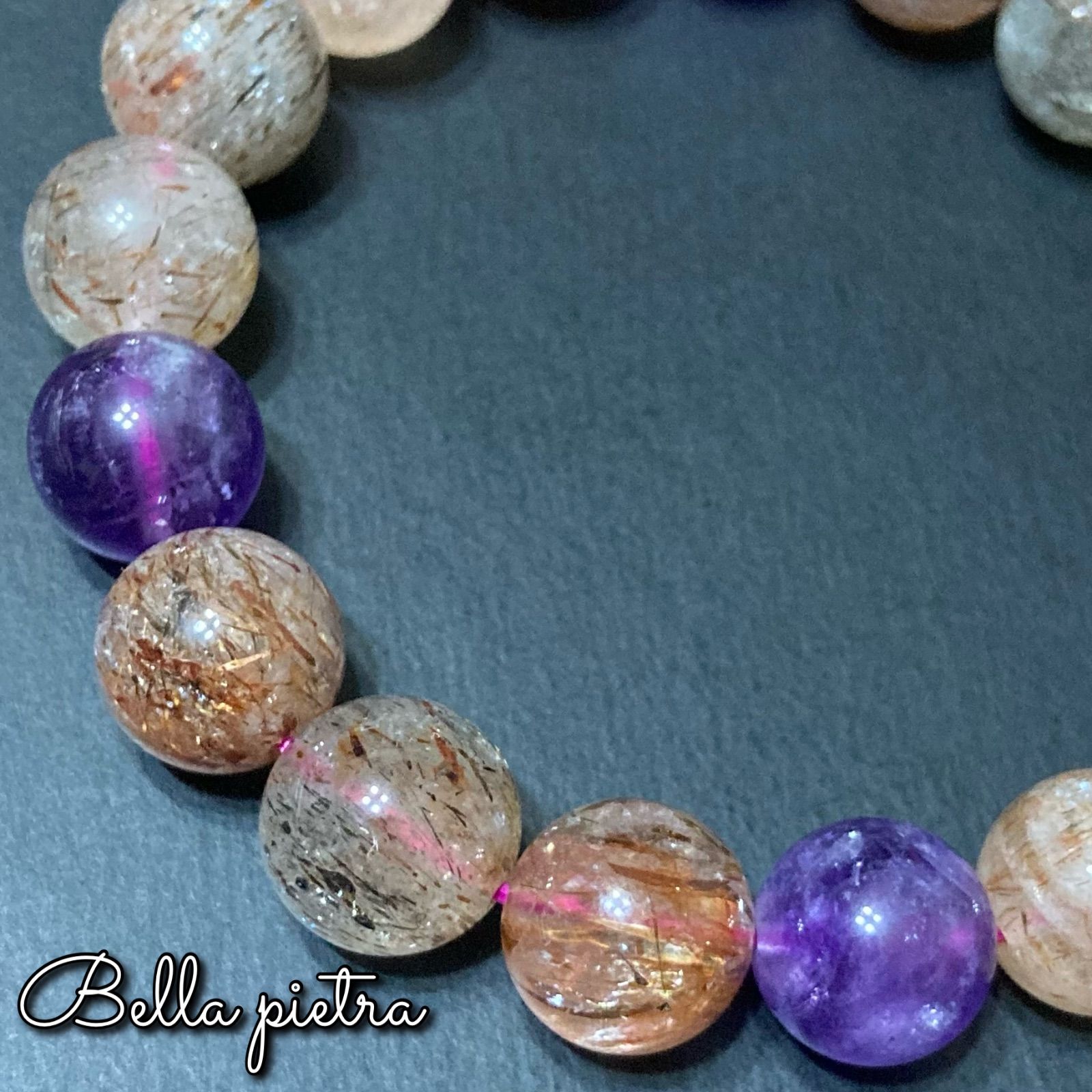 ☆展☆大玉レインボー＆チャクラカラーブレス❀高品質スーパーセブン